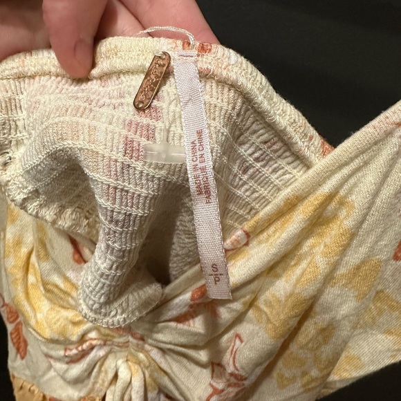 Free People La Bamba Babydoll floral two tone Ivory patchwork combo Small - Picture 6 of 6